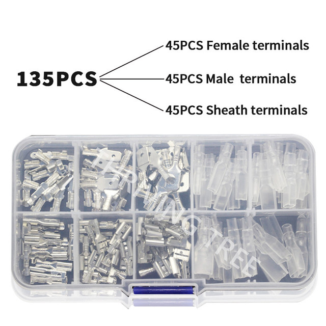 270/135/120pcs 2.8/4.8/6.3mm Insulated Crimp Terminals Seal Electrical Wire Connectors Crimp Terminal Connector Assortment Kit