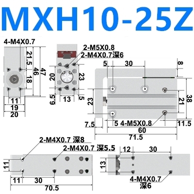 MXH10 Compact Slide Cylinder Same asSMC MXH10-5Z MXH10-10Z MXH10-15Z MXH10-20Z MXH10-25Z MXH10-30Z MXH10-40Z MXH10-50Z MXH10-60Z