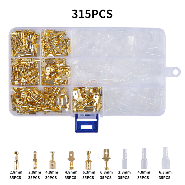 Insulated Box Wire Positive Negative Conductor 2.8/4.8/6.3mm Crimp Terminal Electrical Spade Connectors Assorted Kit