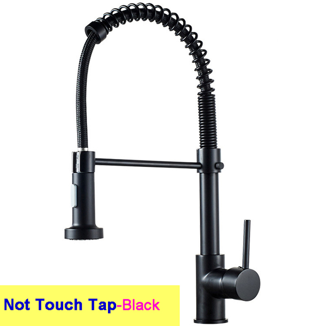 Hot Cold Touch Spring Kitchen Faucets With Pull Out Sprayer Pull Out Kitchen Mixer Tap Black Smart Sensor Touch Kitchen Faucet