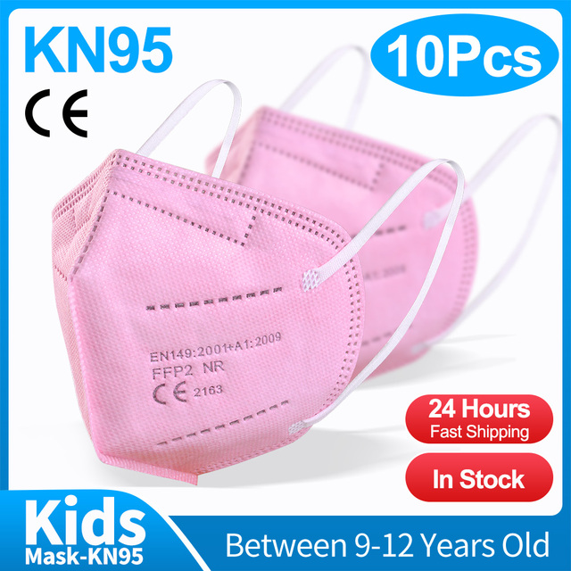 10-50 قطعة KN95 قناع N95MASK ffp2mask 9-12 سنوات للأطفال ffp2 mascarillas fpp2 niños homologadas negras masques منظمة ffpp2