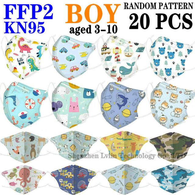 FFP2 KN95 Kids Mask Cartoon Kids 3-8 8-15 Years 5 Layers Mask Boys Girls Face Mask CE Safety Protector