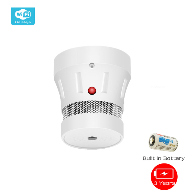 Zigbee smoke fire alarm protection detector tuya smart home security built in beep battery powered for easy replacement