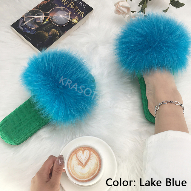 Ladies Slippers Flat Flip Flops Women Shoes Soft Luxury House Platforms Sandals Real Fur Slides Summer Fluffy Fashion Slippers