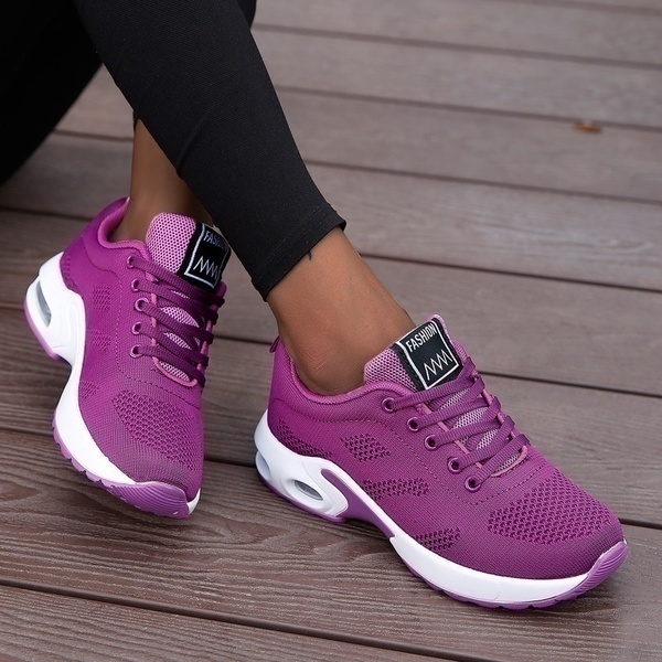 Women's shoes breathable light comfortable sports shoes running shoes white mesh wedges casual chunky vulcanize shoes