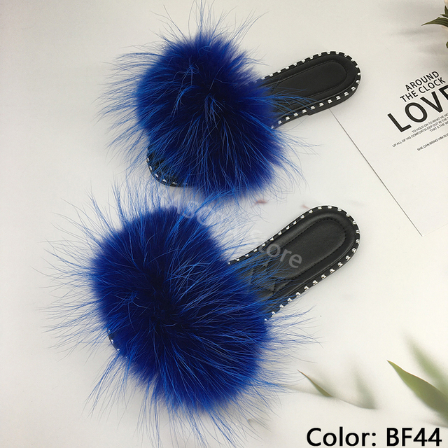 women flip flops summer fluffy slippers luxury real fur slides for women fluffy sliders jelly shoes woman flat sandals with fur