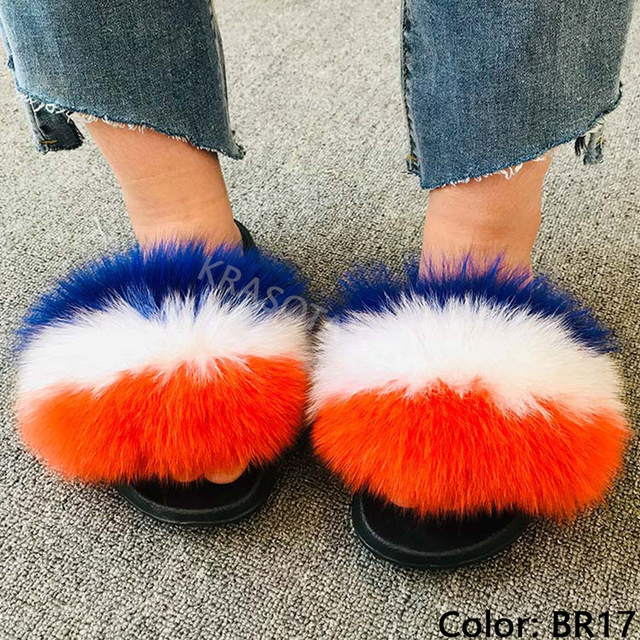 Natural Fur Slippers Women Home Fluffy Slippers House Furry Slides Luxury Summer Flip Flops with Real Fur Wholesale Dropshipping