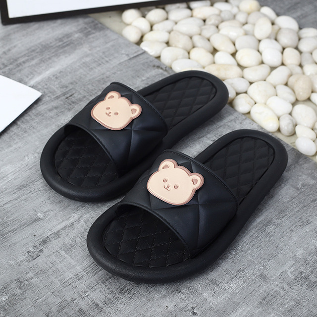 Summer Women Men Slippers Indoor Bathroom Thickened Platform Non-slip Home Couple Cloud Sandals Cartoon Flip Flops Bear Beach Shoes