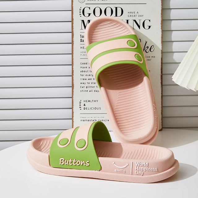 Women Home Platform Slippers Female Fashion Beach Slides Summer Candy Colored Button Strap Non-slip Sandals Chaussure Femme