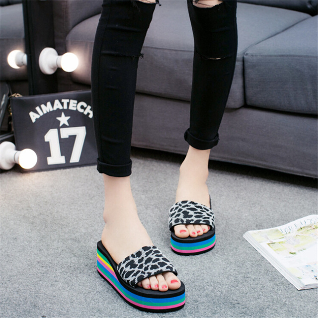 2022 summer ladies sandals slippers thick sole bathroom slippers wedge beach flip flops high heels beach slippers