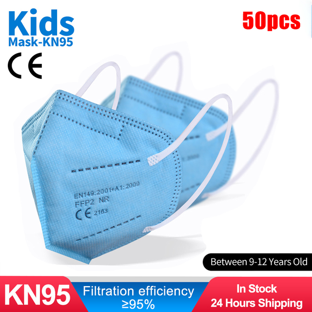 ffp2 kids mask anti-dust breathable 5 layers multicolor european specification reusable girls 9-12 years kn95 face mask