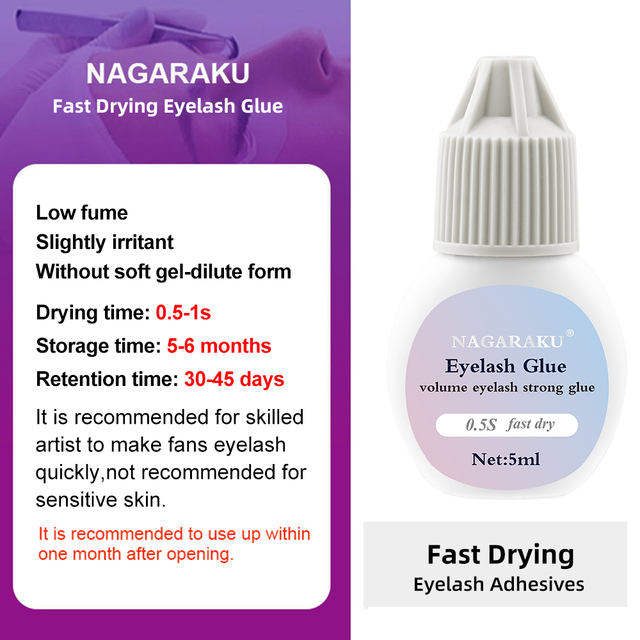 NAGARAKU Low Smell 5ml Glue No Simulation Eyelash Extension Glue Soft Eyelash Glue Fast Drying Eyelash Extensions Glue