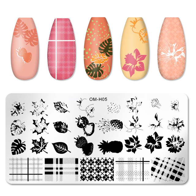 Nail Stamping Plates Natural Animal Snake Scale Flower Grass Tree Theme Image Template Nail Art Template Decoration 42 Designs