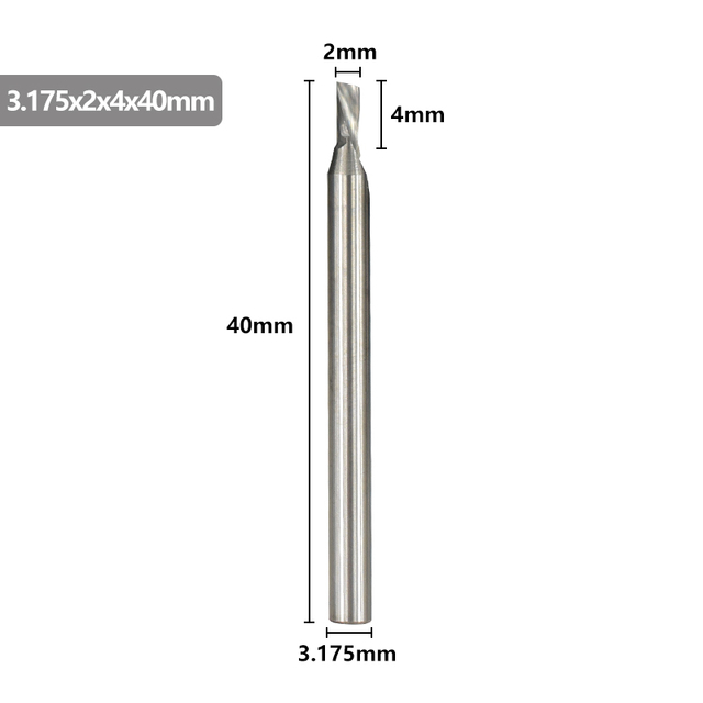 XCAN-آلة قطع كربيد واحدة ، 3.175 مللي متر (1/8 بوصة) ، جهاز التوجيه CNC ، قطر 1-3.175 مللي متر ، لقطع الألومنيوم