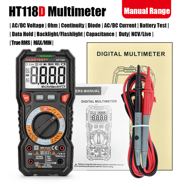 HABOTEST Automotive Digital Multimeter Hz Ohm NCV System AC Voltmeter DC Multimeter Multimeter