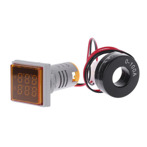 Square LED Digital Dual Display Voltmeter & Ammeter Voltage Gauge Current Meter AC 60-500V 0-100A D18