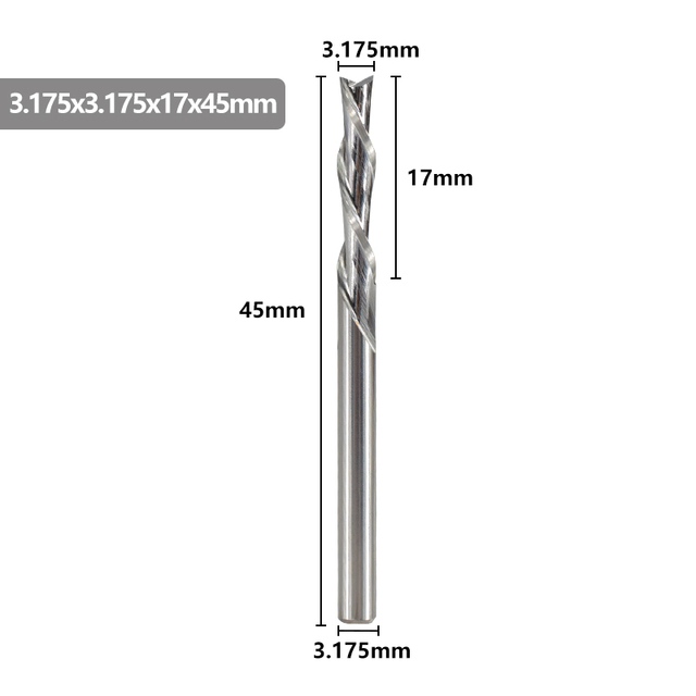 XCAN Left Hand Down Cutter 3.175/4/5/6mm Shank Spiral End Mill 2 Flute Carbide Milling Cutter for CNC Aluminum Cutting Milling B