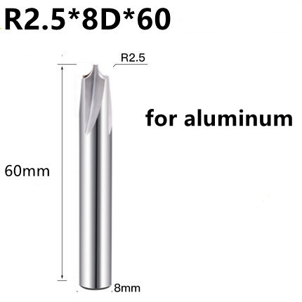 Tungsten Carbide Radius Corner Rounding Cutter End Mill Tool CNC R0.5 R1 R2 R3 R6 Chamfer Out Radish Quarter Circle Router