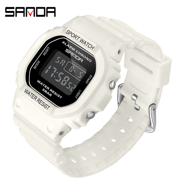 SANDA Fashion Simple Sports Watch Women Casual Military Watches Alarm Clock Shock Resistant Waterproof Digital Watches Female 293