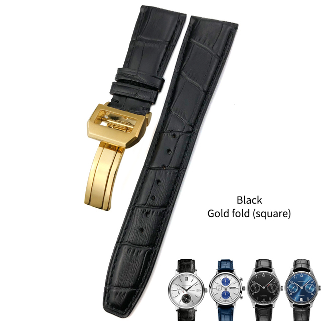 Cowhide watch strap 20mm 21mm 22mm,replacement for Portuguese IWC,Porotfino,Family piloto,folding buckle