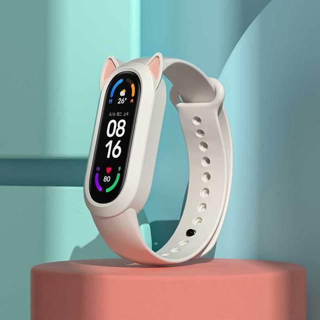 القط الأذن حزام ل شاومي MiBand 3 4 5 6 المعصم حزام بولي TPU استبدال ل شاومي الفرقة 4 5 سيليكون معصمه سوار Mi الفرقة 6 5