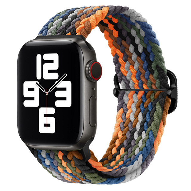 Braided Solo Loop Ring for Apple Watch 44mm 40mm 42mm 38mm Elastic Nylon Fabric Bracelet for iWatch 3 4 5 SE 6 Adjustable Buckle