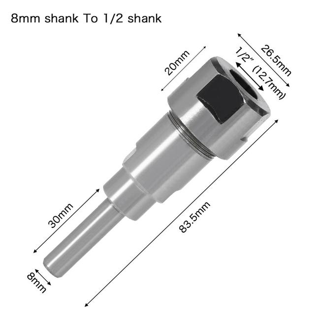 Binoax Router Bit Extension Rod Collet Drilling Machine Extension Milling Wood Cutting Machine 1/4(1/2) Inch 6/8/12mm Shank