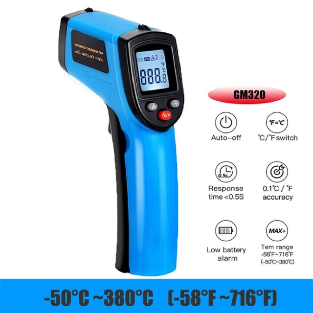 Infrared Thermometer C/F Non-Contact Thermometer GM320 Industrial Digital IR Thermometer -50~380/-50~600℃°C