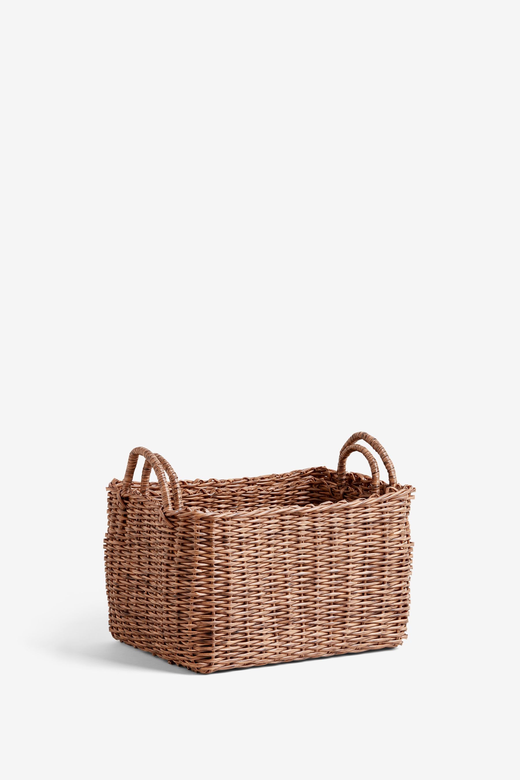 Plastic Wicker Storage Set of 2 Baskets