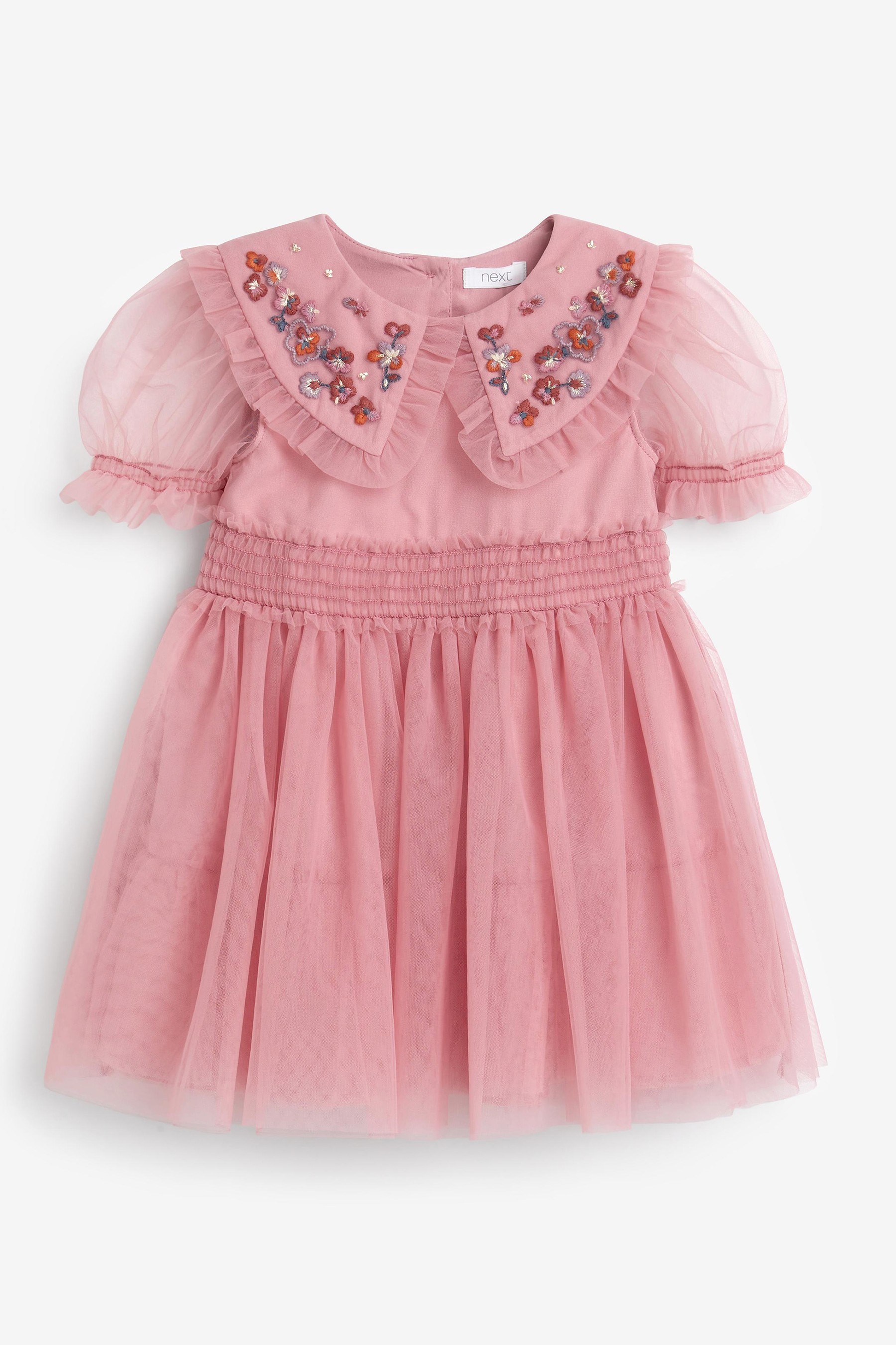 Embellished Mesh Collar Dress (3mths-8yrs)