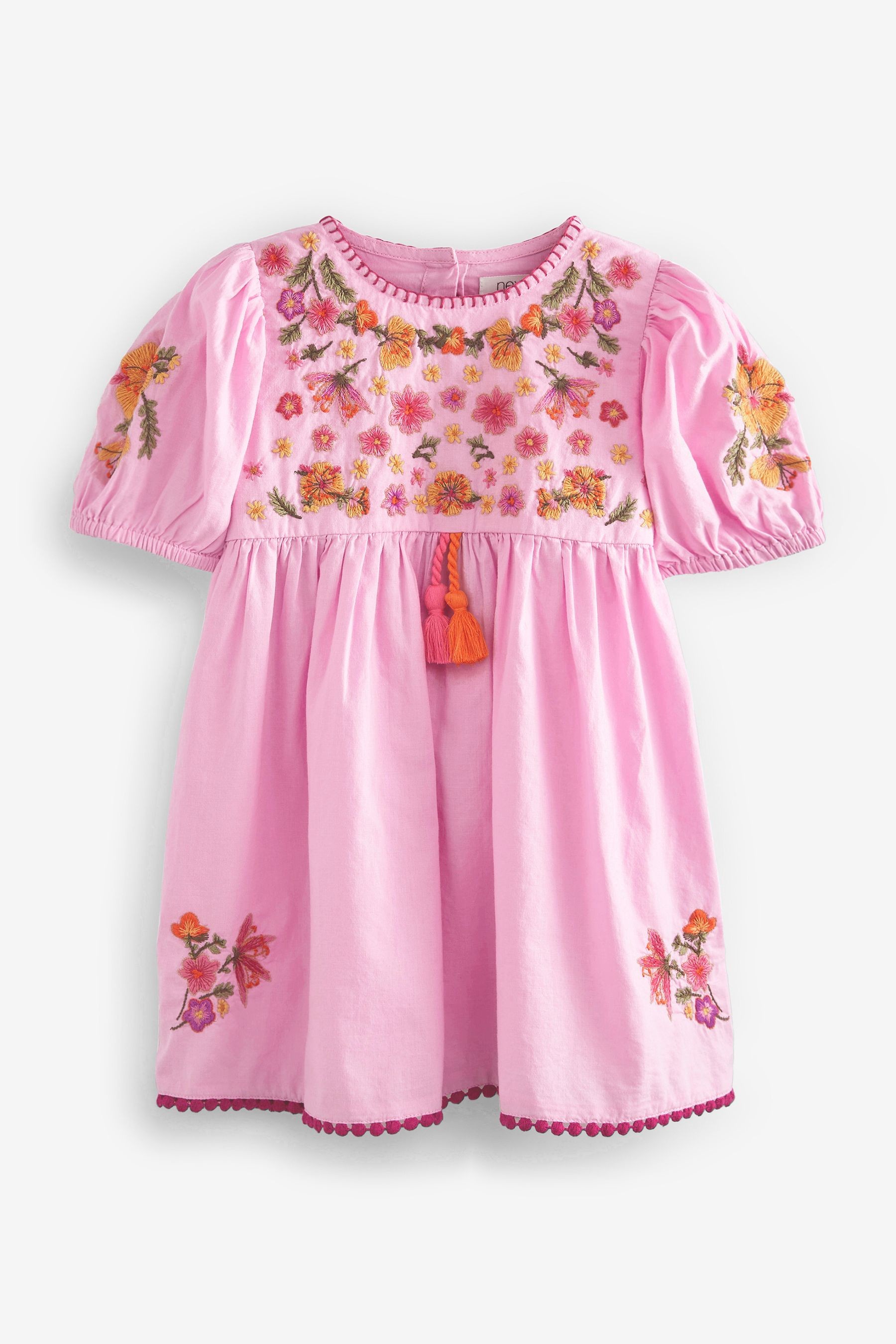 Embroidered Puff Sleeve Dress (3mths-8yrs)