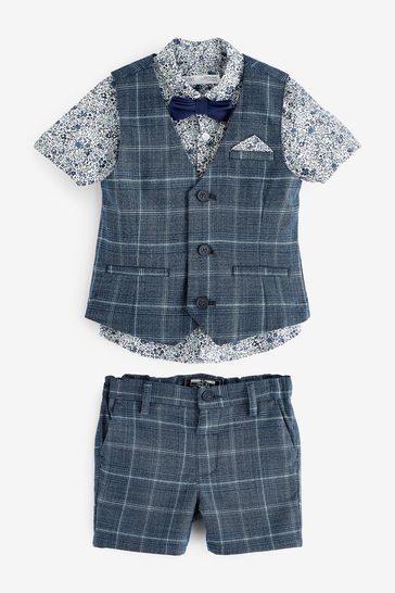 Check Fabric (3mths-9yrs) Waistcoat, Shirt & Short Set