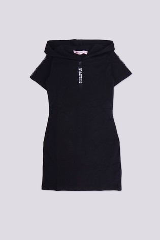 Pineapple Black T-Shirt Hoodie Dress