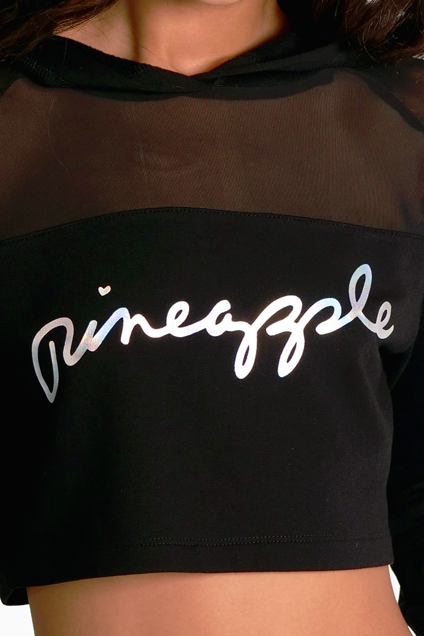 Pineapple Mesh Panel Crop Hoodie