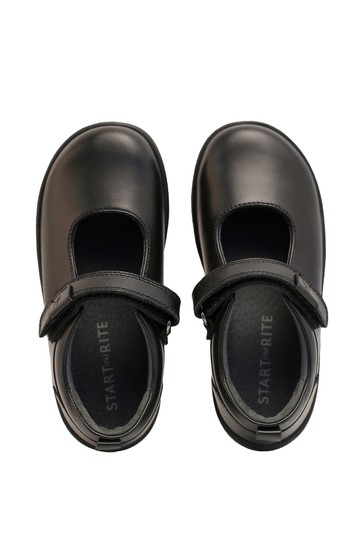 Start-Rite Mystery Black Leather Riptape Shoes