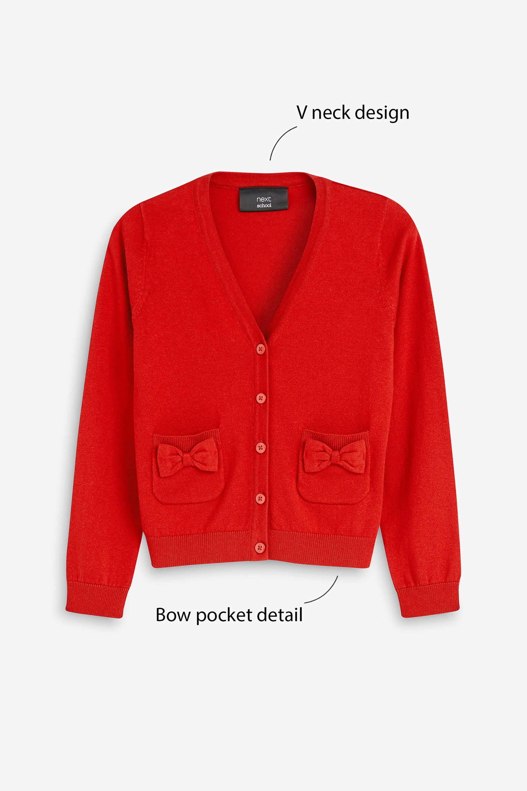 Bow Pocket School Cardigan (3-16yrs)