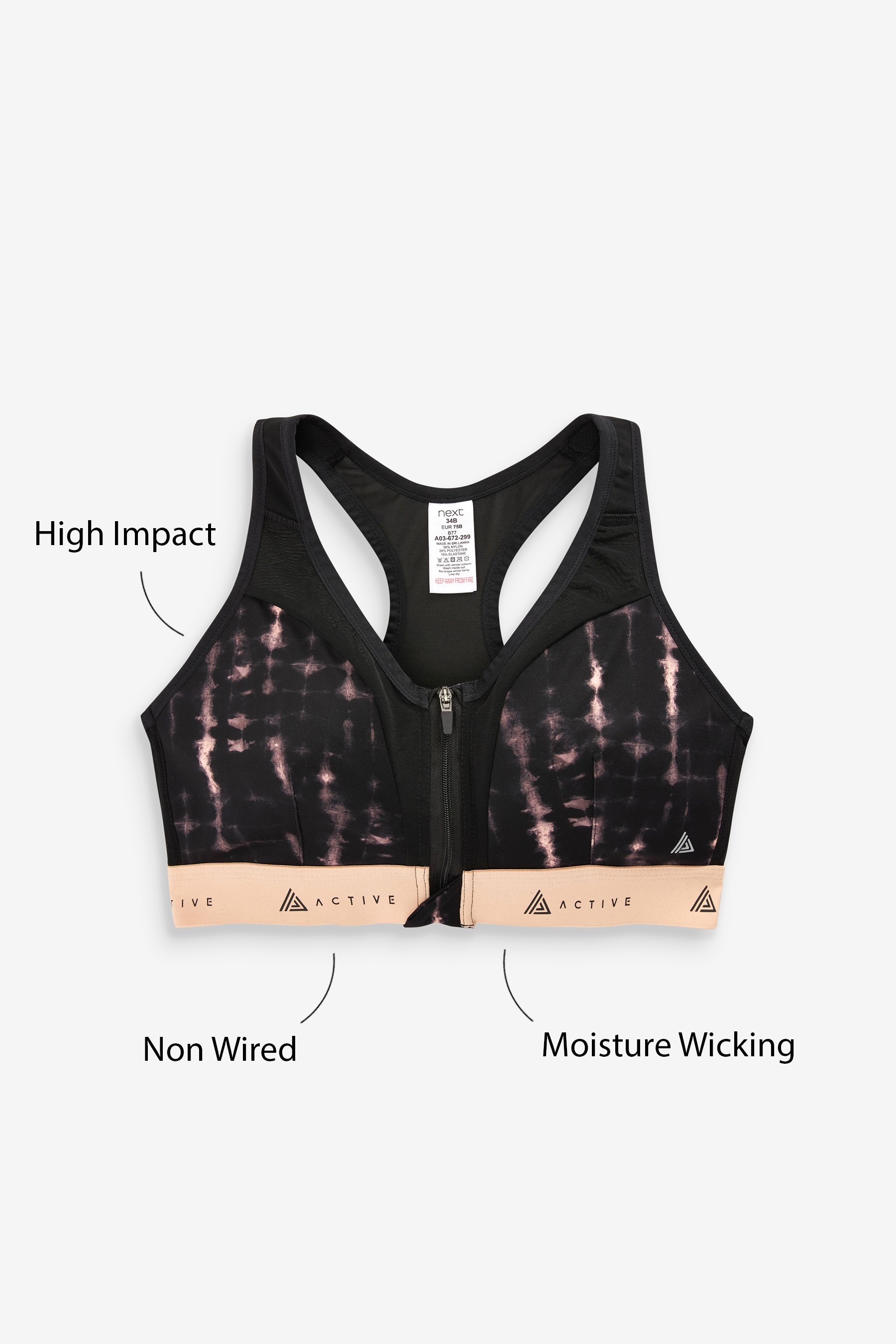 Next Active Sports High Impact Zip Front Bra