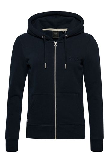 Superdry Blue Vintage Logo Embroidered Zip Hoodie