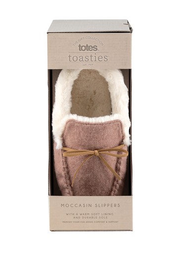 Totes Ladies Felt Moccasin Slippers