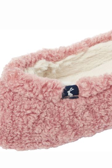 Joules Pink Pombury Ballet Slippers With Pom