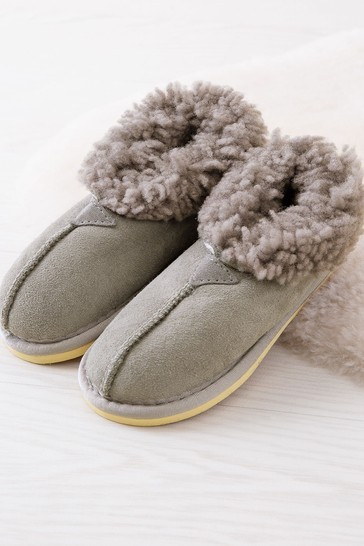 Celtic & Co. Ladies Grey Sheepskin Bootee Slippers