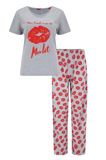 Pour Moi You had me at Merlot Cotton Jersey Pyjama Set