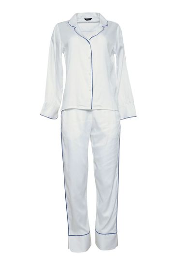 Fable and Eve Hampstead White Solid L/SLV Pj Set