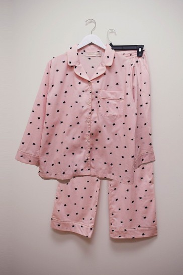 LatteLove Pink Peach With Cat Pattern Pure Cotton Pyjama Set