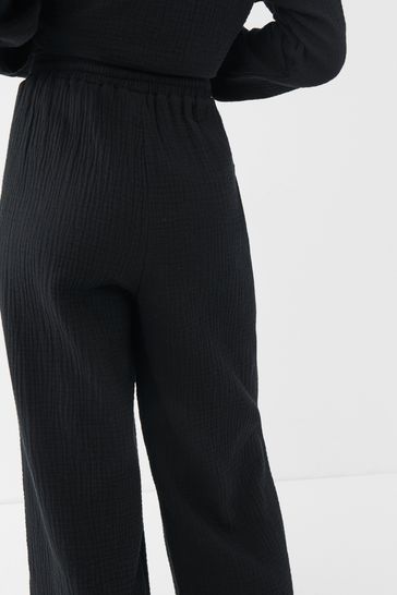 Textured Wide Leg Trousers