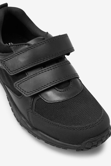 School Leather Double Strap Shoes Narrow Fit (E)