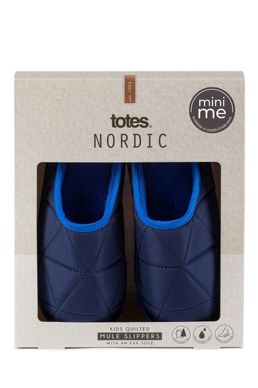 Totes Boys Premium Quilted Mule Slippers Mini Me