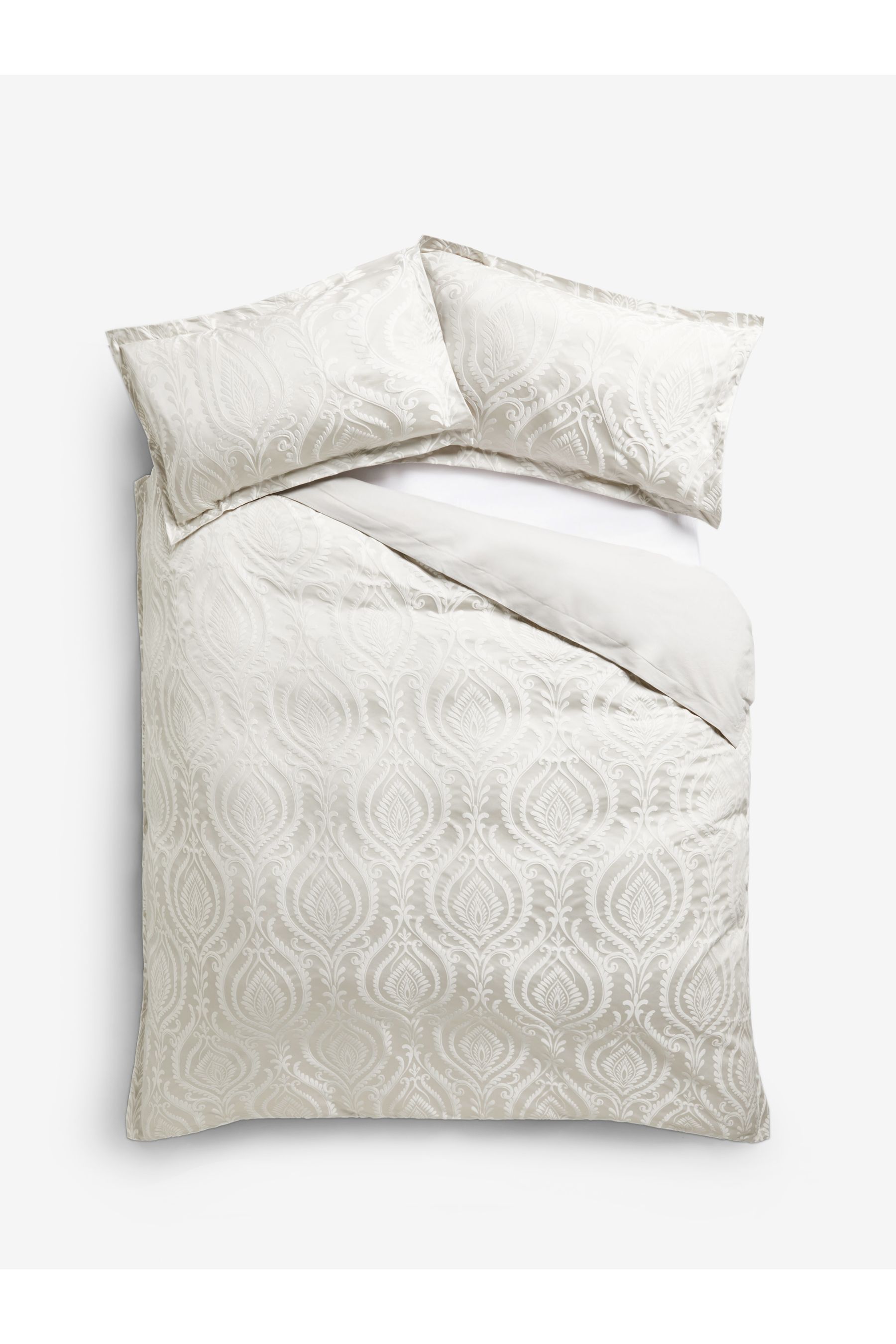 Luxurious Damask Woven Jacquard Duvet Cover and Pillowcase Set