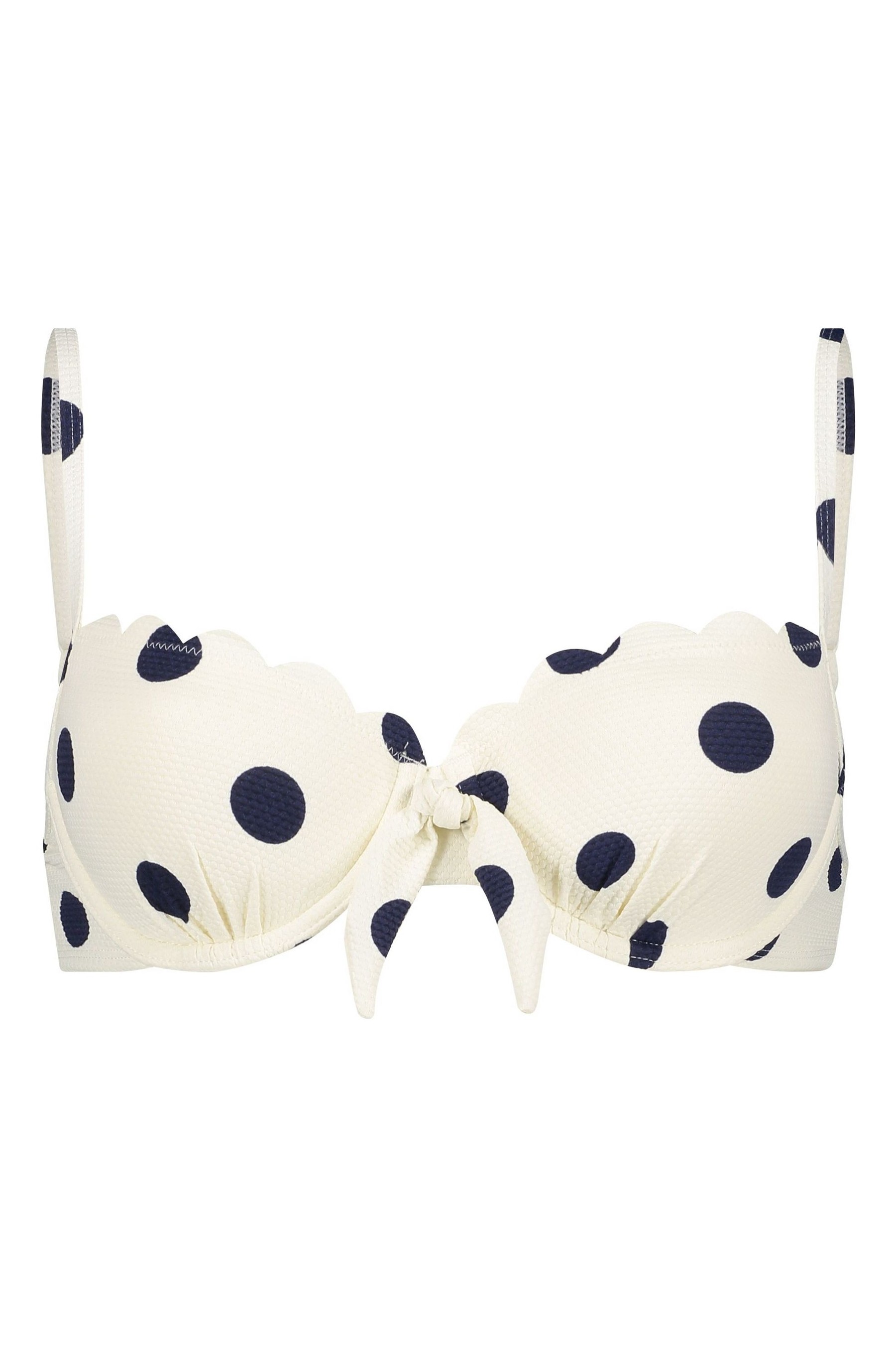 Hunkemöller White Scallop Dot Padded Underwired Bikini Top