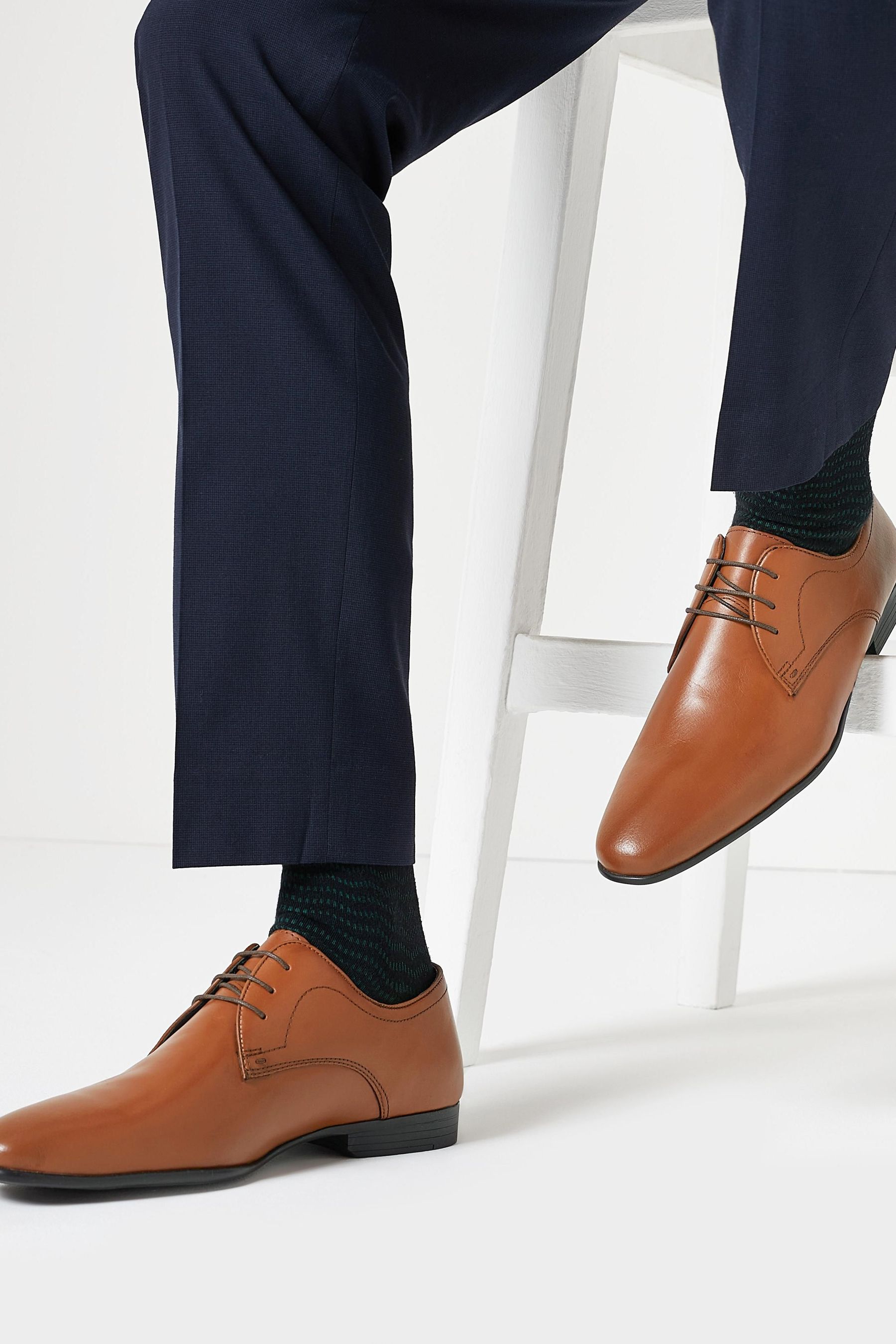 Leather Plain Derby Shoes Regular Fit